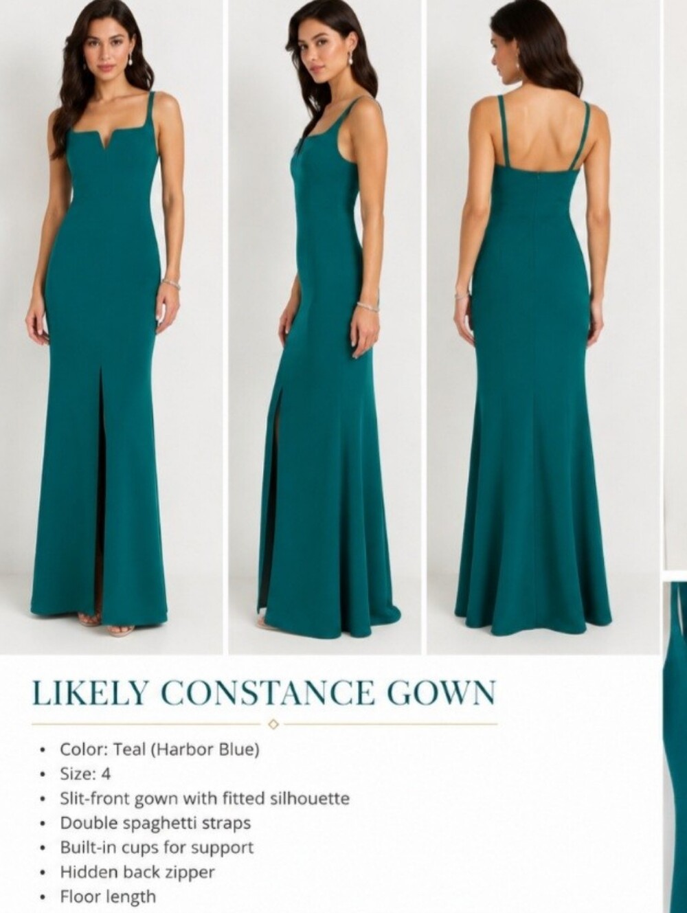 Likely -  Teal Maxi Evening Gown Size 4